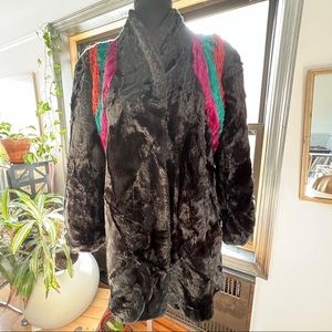 Amazing black and stripped faux fur coat. Union made. size medium.